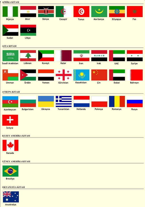 Çalıştığımız Ülkeler
